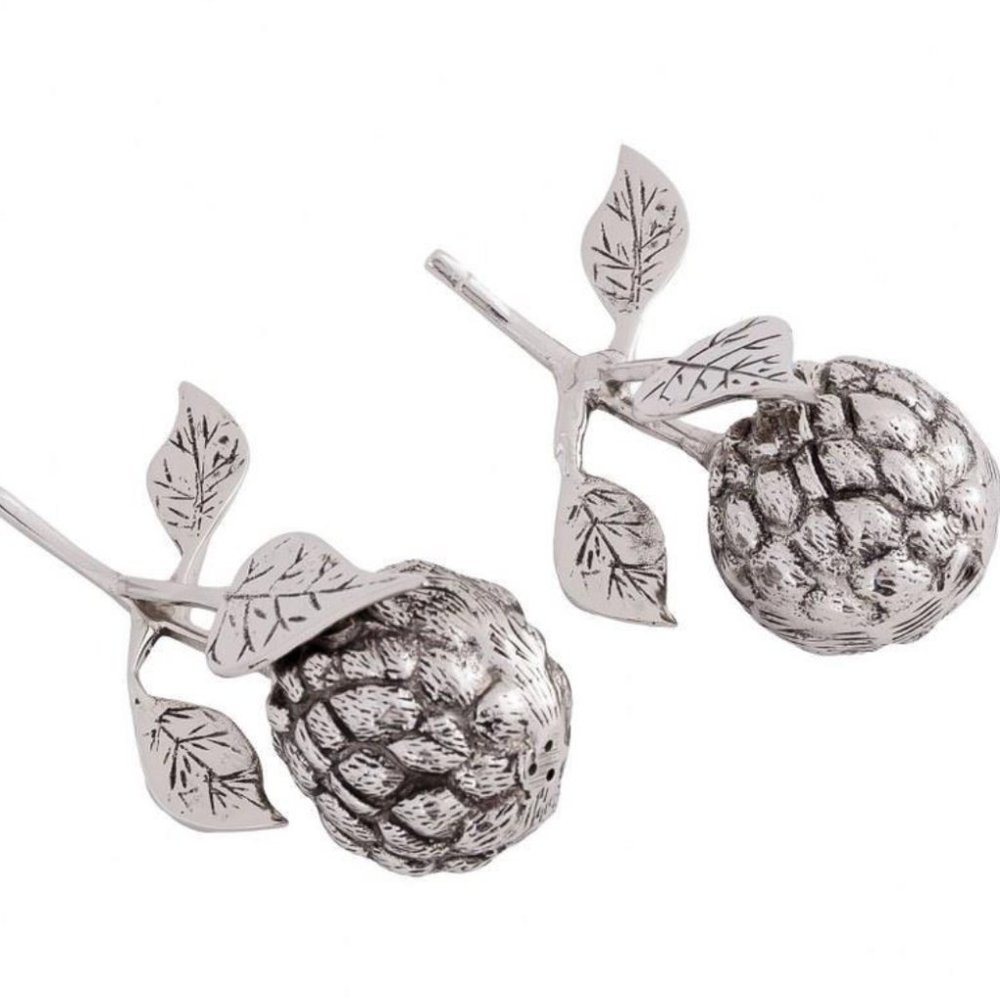 Elk Home - 5.5 Inch antiqued Silver finish Pine Cones Salt and Pepper NWT